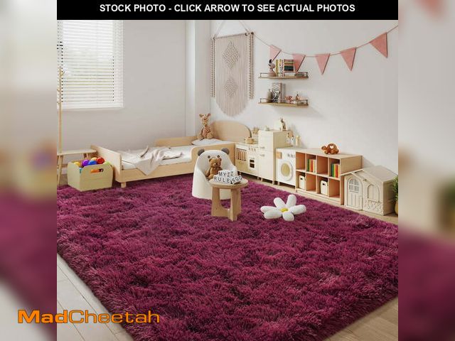 Lot 74-14587054 - Janvonne Fluffy Burgundy Red Area Rug for Bedroom Living Room Soft 6x9 Fuzzy Rugs Non-Shedding Indoo...