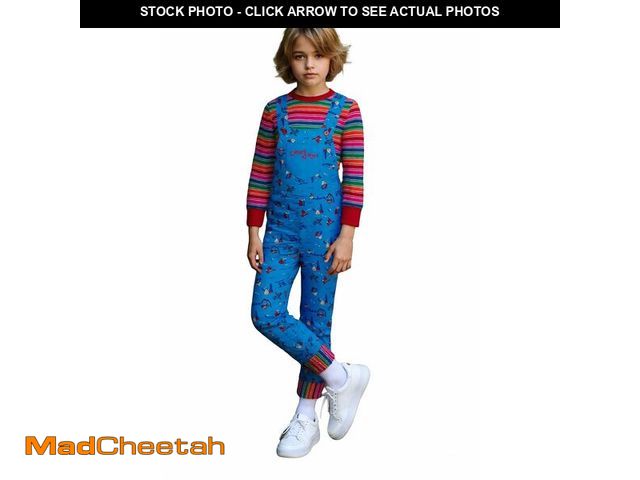 Lot 74-12714291 - LOKETA Kids Boys Girls Costume Halloween Rainbow Stripe Jumpsuit Good Guys Doll Cosplay Overall (110...