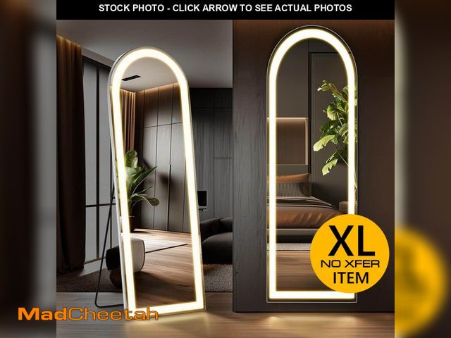 Lot 74-12819765 - Lumioca LED White 20 in. W x 63 in. H Rectangular Metal Full Length Mirror with 3-Color LED Illumina...