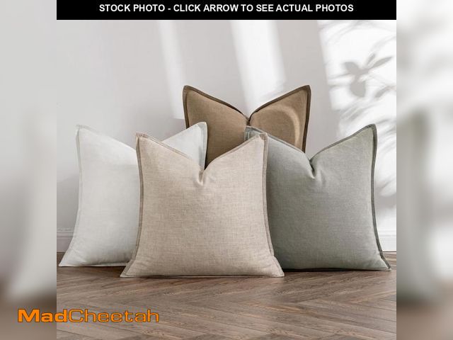 Lot 74-12118210 - MIULEE Neutral Linen Pillow Covers Pack of 4 Decorative Natural Solid Throw Pillow Covers Soft Accen...