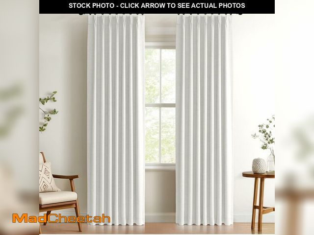 Lot 74-12599283 - 100% Blackout Shield Linen Look Textured Pinch Pleated Curtains Blackout Drapes 90 Inch Long 2 Panel...