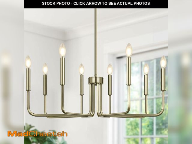 Lot 74-13710075 - Lynnoland 8-Light Farmhouse Chandelier for Dining Room Lighting Fixtures Hanging, Brass Dining Light...