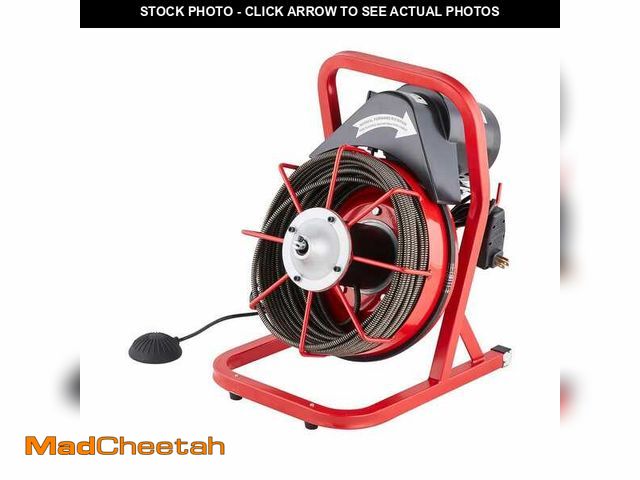Lot 74-12818959 - SKYSHALO Drain Cleaner Machine 75 ft. x 3/8 in., Sewer Snake Auger Manual Feed, 250-Watt Electric Dr...
