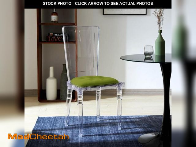Lot 74-12106804 - (SET OF 2) Warehouse of Tiffany Hansel 20 in. Indoor Clear and Green Padded Seat Finish Acrylic Chai...
