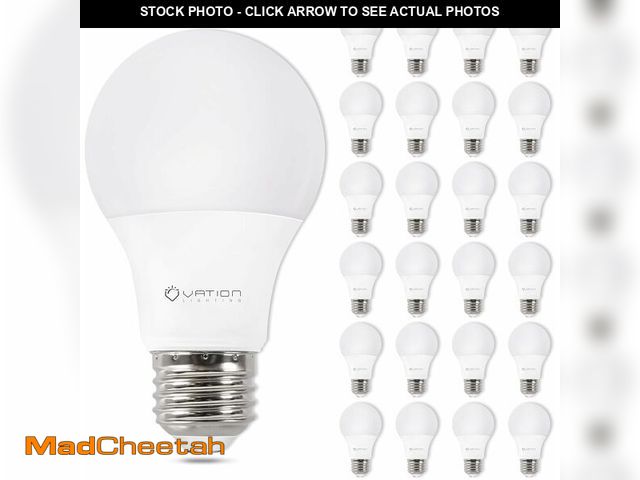 Lot 74-14341074 - VATION LIGHTING 24 Pack A19 LED Light Bulb, 40 Watt Equivalent, Efficient 5Watt, 450 Lumens, Dayligh...