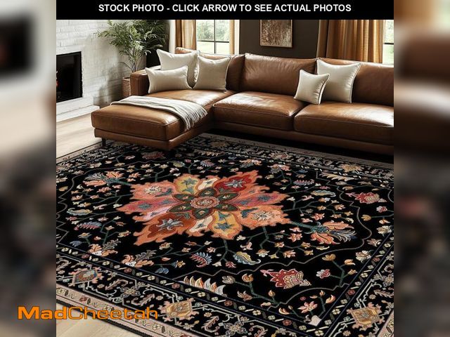 Lot 74-12536041 - SUSIELADY 8'x10' Area Rug, Washable, Non-Slip, Vintage Floral Distress Print Medallion Carpet for Li...