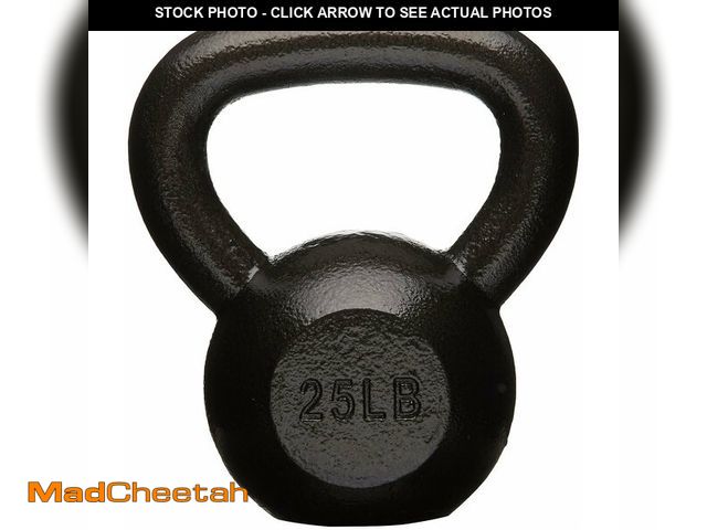 Lot 74-13820293 - Basics Cast Iron Kettlebell for Strength Training, Wide Handle, 25 Pounds, Black - UNUSED
