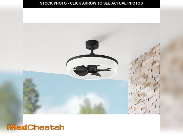 Lot 74-13061819 - Home Decorators Collection Dialstone 23 in. Indoor/Outdoor Matte Black Fandelier Ceiling Fan with Ad...
