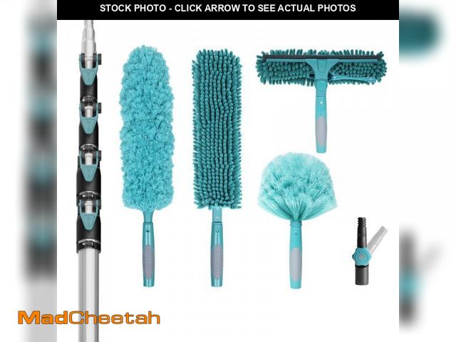 Lot 74-12488841 - TelesPro 30 Foot High Reach Duster Kit with 6-24FT Extension Pole High Ceiling Dusting and Window Cl...
