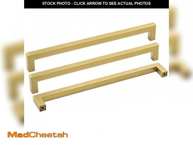 Lot 74-12307203 - Goldenwarm Gold Cabinet Pulls Kitchen Cabinet Door Handle - LSJ12GD256 Brushed Brass Drawer Pulls 10...