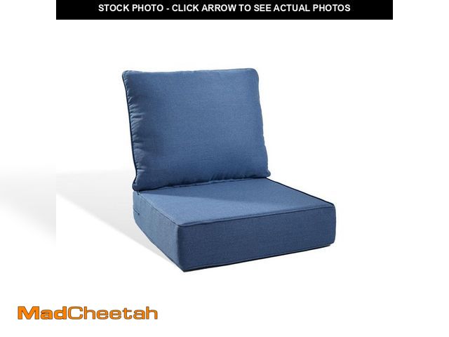 Lot 74-12691911 - PlushCore 22 in. x 24 in. x 6 in. 2-Piece Deep Seating Outdoor Dining Chair Thick Cushion Set in Blu...