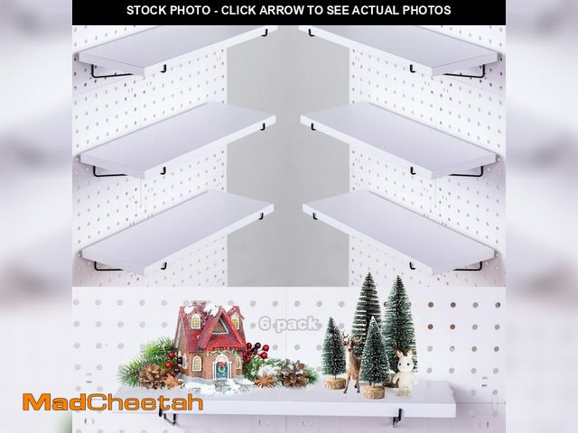 Lot 74-12444828 - YUSFKJ Pegboard Shelf Set - 6 Heavy Duty Peg Board Shelves &amp; Steel Brackets, Organizer for Stora...