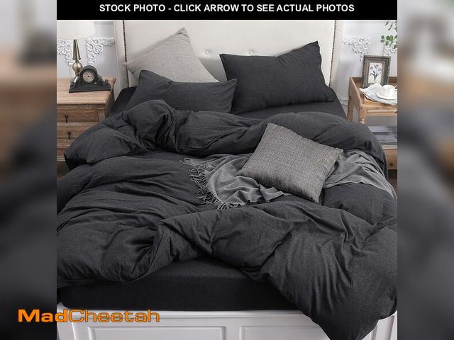 Lot 74-12716257 - PURE ERA Jersey Knit Duvet Cover Set 100% T-Shirt Cotton Super Soft Comfy 3pc Bedding Set with Zippe...