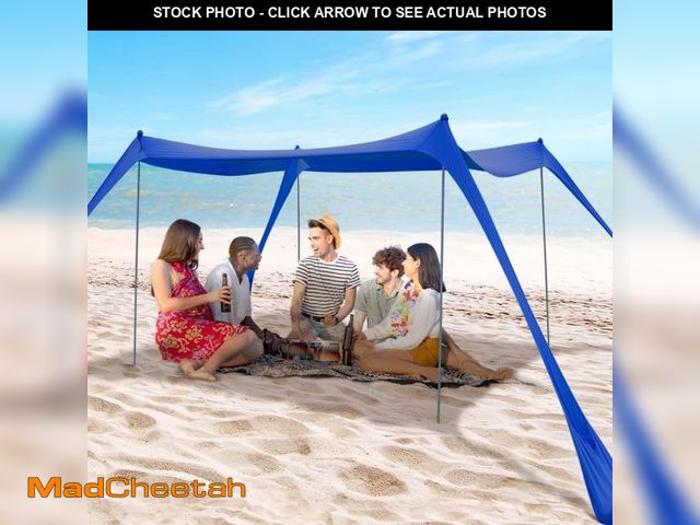 Lot 74-12048096 - BOTINDO Family Beach Tent Canopy Sun Shade, Pop Up Grande Beach Tent Sun Shelter Stability 4 Poles w...