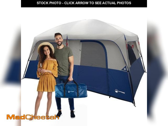 Lot 74-14291481 - Wakeman Outdoors 10-Person Large Family Outdoor Camping Tent - with 2-Doors, Room Divider, 4 Screen ...