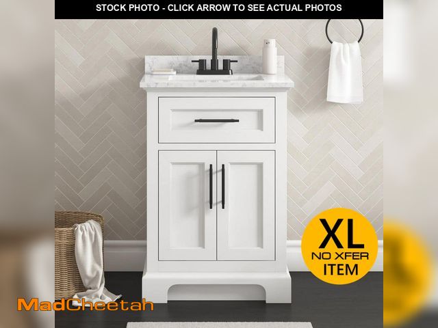 Lot 74-13795982 - (SOME DAMAGE TO SINK) Home Decorators Collection Doveton 24 in. Single Sink Freestanding White Bath ...