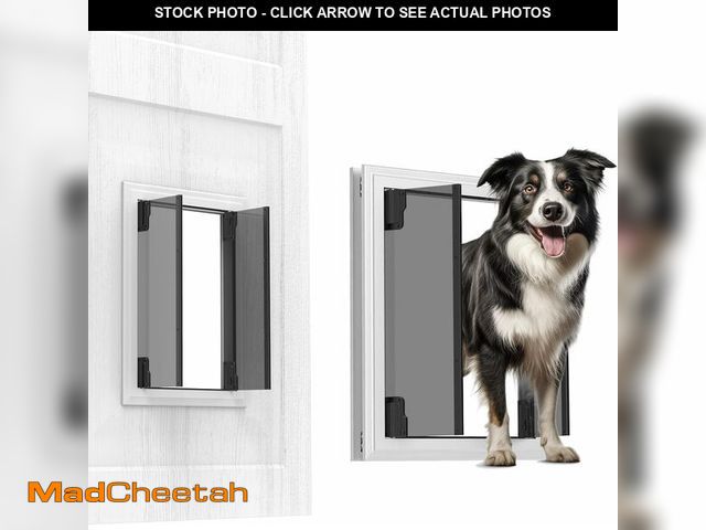 Lot 74-12366118 - Large Dog Door, Energy Efficient French Doggy Door with Aluminum Frame, Telescoping Tunnel, Magnetic...