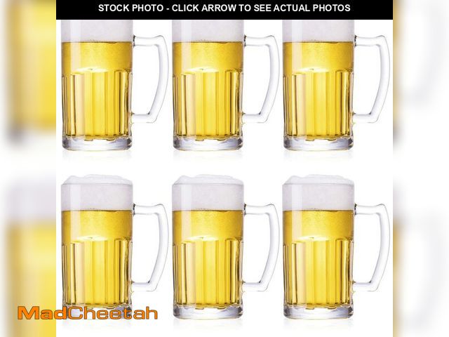 Lot 74-12706772 - TUSAPAM 6 Pack Heavy Beer Mugs, Large Beer Glasses with Handle, 20 Ounce Glass Steins, Classic Beer ...