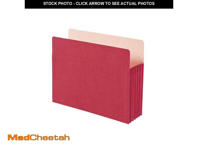 Lot 74-12705836 - Smead File Pocket, Straight-Cut Tab, 5-1/4" Expansion, Legal Size, Red, 10 per Box (74241) - UNUSED