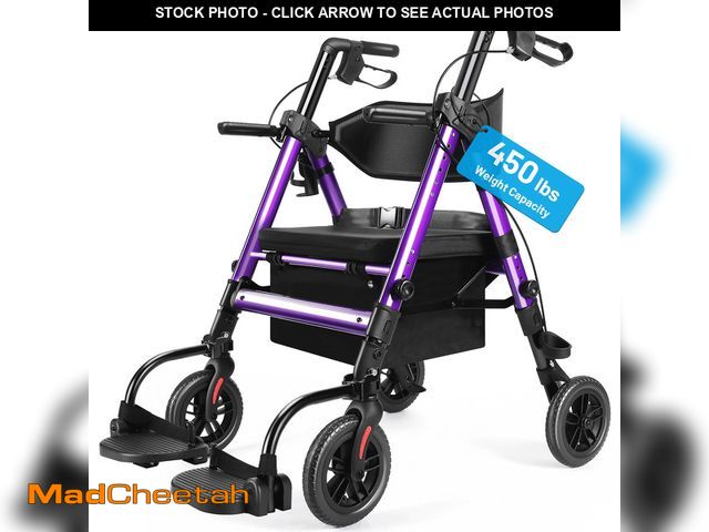 Lot 74-12779795 - Heavy Duty Rollator Walker for Seniors with seat, Foldable 2-in-1 Rolling Walkers Wheelchair Combo f...