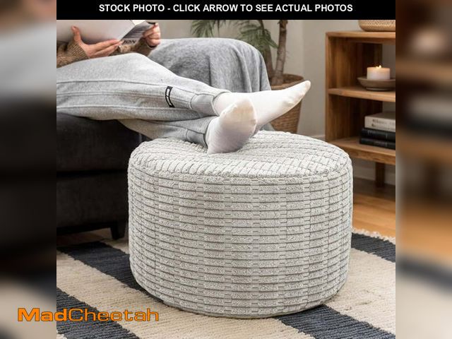 Lot 74-12768203 - Round Ottoman Pouf Ottoman Foot Stool Seat Faux Fur Bean Bag Foot Rest Floor Chair Leg Rest for Livi...