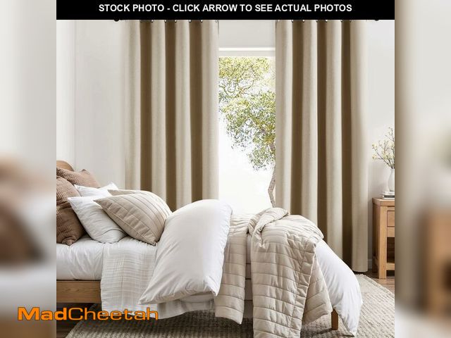 Lot 74-12713508 - Jubilantex Tan Brown Linen Blackout Curtains 95 Inches Long for Bedroom Living Room Thermal Insulate...