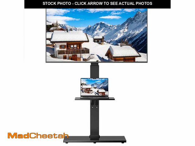 Lot 74-12779543 - MountFTV Swivel Floor TV Stand with 8-Level Height Adjustment and Tilt for 30-75 inch TVs, Tall TV S...