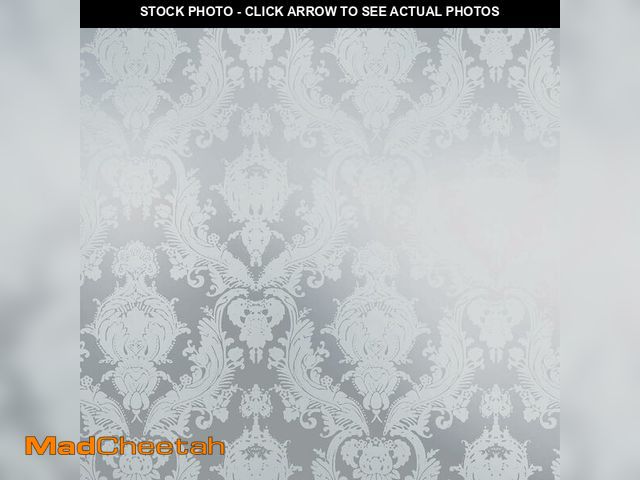 Lot 74-13710623 - Tempaper Textured Metallic Silver Damsel Removable Peel and Stick Damask Wallpaper, 20.5 in X 16.5 f...