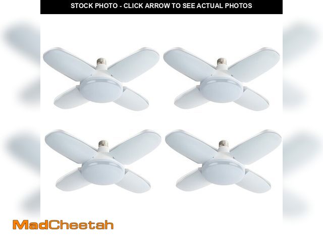 Lot 74-13623487 - Coomoors LED Garage Lights 4 Pack, 80W LED Shop Light with 4+1 Multi-Position Panels Deformable E26/...