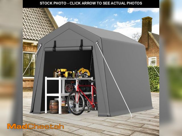 Lot 74-12694792 - Hipicute 6'x8' Outdoor Portable Storage Shed, Waterproof &amp; UV-Resistant Garage Shelter with 2 Ro...