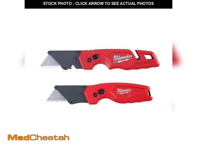 Lot 74-13765359 - Milwaukee FASTBACK Folding Utility Knife and Compact Folding Utility Knife with Blade Storage and Gu...