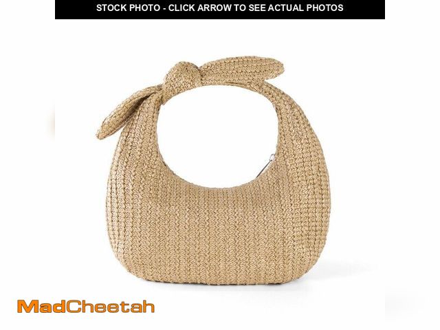 Lot 74-14298114 - Huralona Women Straw Woven Clutch Purse Pleated Handbag for Summer Beach Vacation Straw Shoulder Cro...
