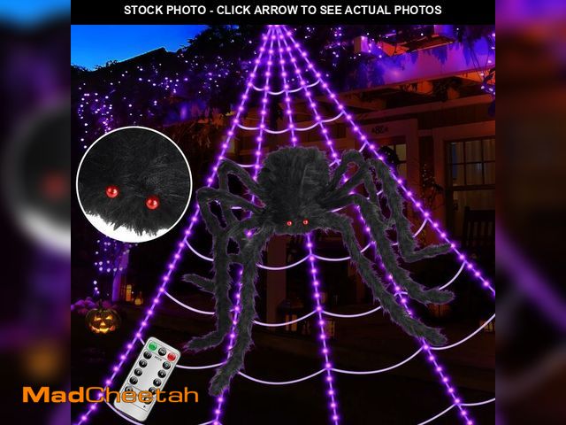 Lot 74-12968531 - 3D HD Dynamic Giant Spider Halloween Projector+Brighter Spider Webs Lights Set,250 Purple LED Light ...