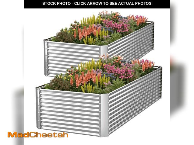 Lot 74-14324934 - CATMANOR 2 Pack 8x4FT Tall Galvanized Raised Garden Bed Outdoor,Metal Garden Bed for Vegetables,Stee...