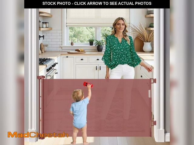 Lot 74-14347437 - 33" Tall X 50" Wide Retractable Baby Gates for Doorways One-Hand Easy Operation Retractable Dog Gate...