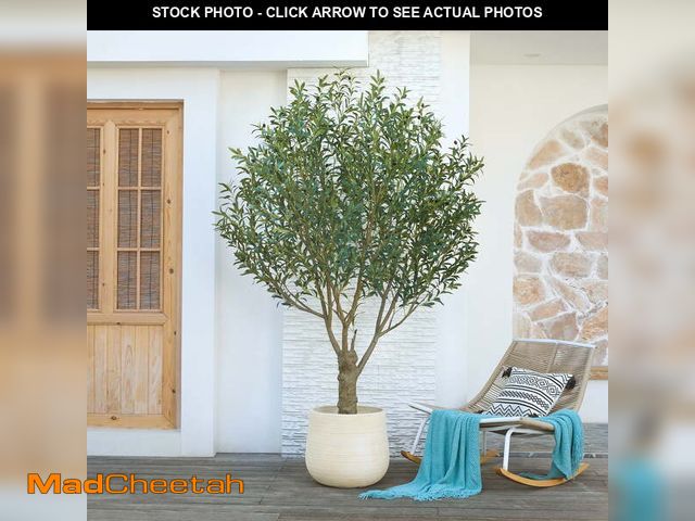 Lot 74-14584905 - DR.Planzen 8FT Giant Artificial Olive Tree, Tall Silk Faux Olive Tree with Massive Trunk Base, Large...
