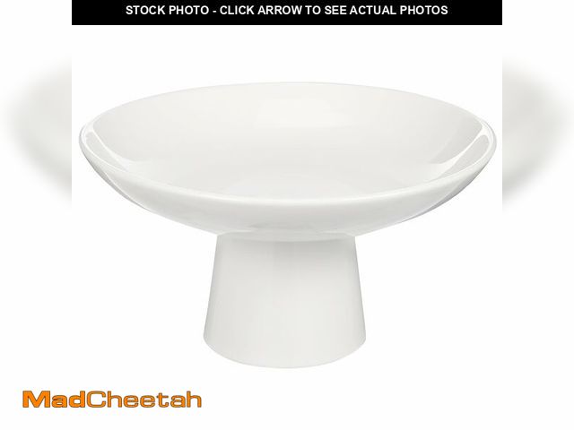 Lot 74-14273479 - ULTECHNOVO Ceramic Footed Fruit Bowl 6.69In White Pedestal Snack Tray Ã¢â¬â Stable Base Prevents ...
