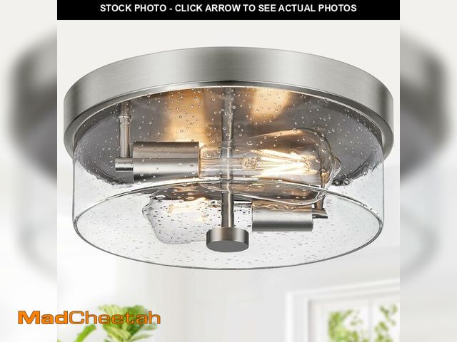 Lot 74-13569126 - Flush Mount Ceiling Light Fixtures, 2-Light 12 Inch Brushed Nickel Close to Ceiling Light Fixtures w...