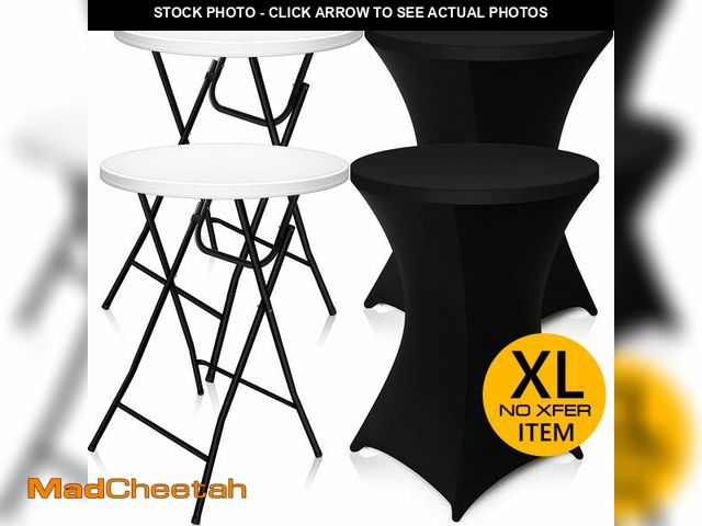 Lot 74-12689164 - Wenqik 2 Sets 32" High Top Round Folding Cocktail Tables White Bar Height with Removable Legs &amp; ...