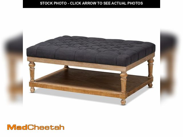 Lot 74-12823475 - Baxton Studio Lindsey Fabric Ottoman, Charcoal and Greywashed - UNUSED