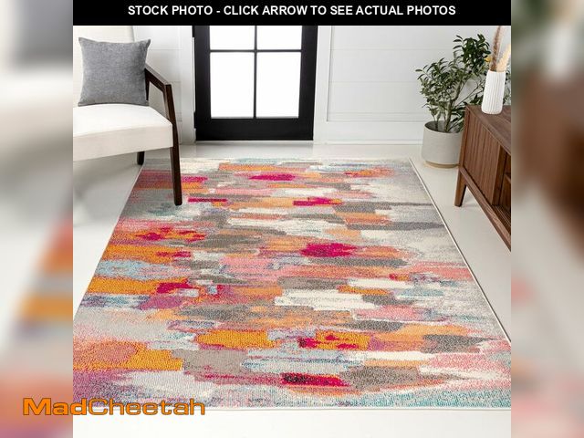 Lot 74-12633131 - JONATHAN Y Modern Abstract Brushstroke Ivory/Pink Indoor Area Rug, 4x6, Contemporary POP, Transition...