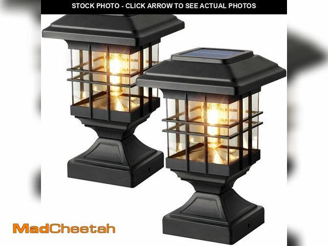 Lot 74-12702918 - Lffital Solar Post Lights Outdoor Solar Cap Lights Deck Fence Cap for 4x4 5x5 6x6 Posts Patio Garden...