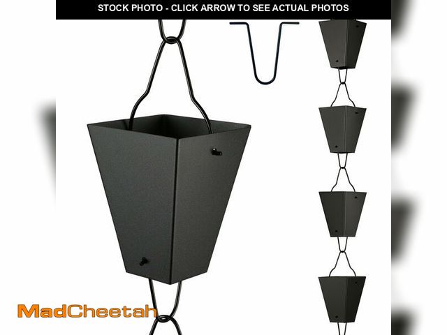 Lot 74-14214148 - TE DEUM Square Link Rain Chain, 8.5 Feet Length, 3.7inch Big Size Cup, Black Powder Coated, Function...