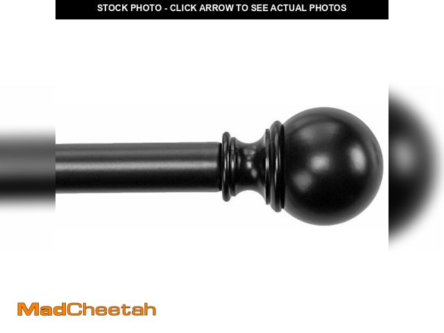 Lot 74-12695375 - Basics Adjustable Curtain Rods for Windows, Round Finials, 1-Inch Rod, 72" to 144", Black, Pack of 1...