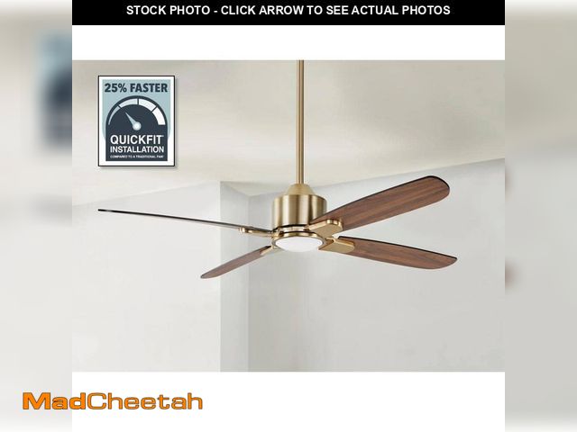 Lot 74-14113463 - Hampton Bay Chelia 56 in. Indoor Gold LED Ceiling Fan with Reversible Blades and Color Changing Tech...