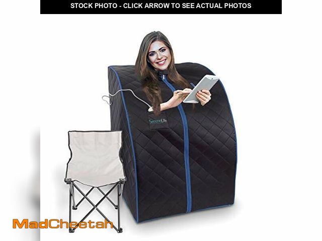 Lot 74-12720507 - SereneLife Oversize Portable Infrared Home Spa | One Person Sauna | with Heating Foot Pad &amp; Port...