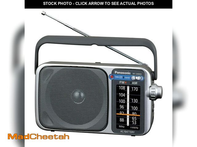 Lot 74-13628672 - Panasonic Portable AM/FM Radio, Battery Operated Analog Radio, AC Powered, Silver (RF-2400D) - UNUSE...