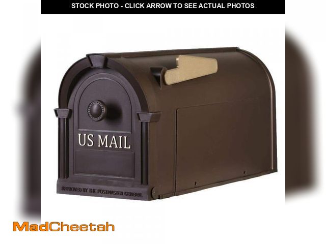 Lot 74-12086984 - Postal Pro Post-Mount Hampton Mailbox in Bronze with Gold Lettering - USED