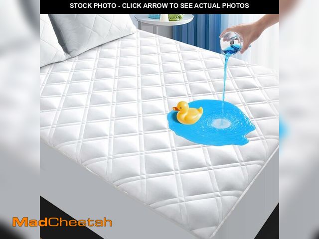 Lot 74-14299624 - MEELUS Padded Queen Mattress Protector, Breathable Waterproof Mattress Pad Cover Fitted Deep Pocket ...
