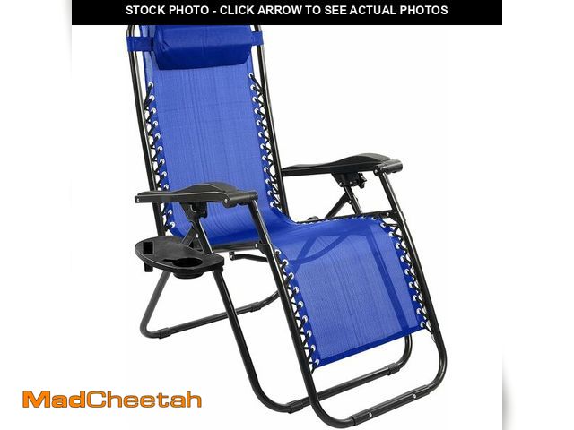 Lot 74-12760090 - Elevon Zero Gravity Chair with Cup Holder &amp; Removable Pillow, Adjustable Reclining Outdoor Patio...